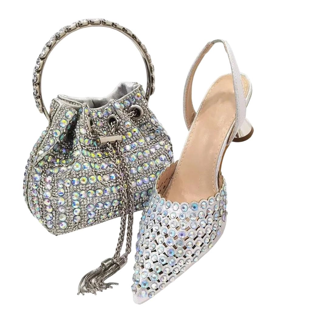 Classic Evening Heel Sandals and Matching Bag Set