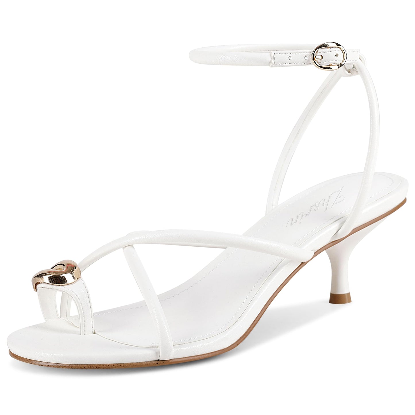 Kitten Heel Thong Sandals with Ankle Strap