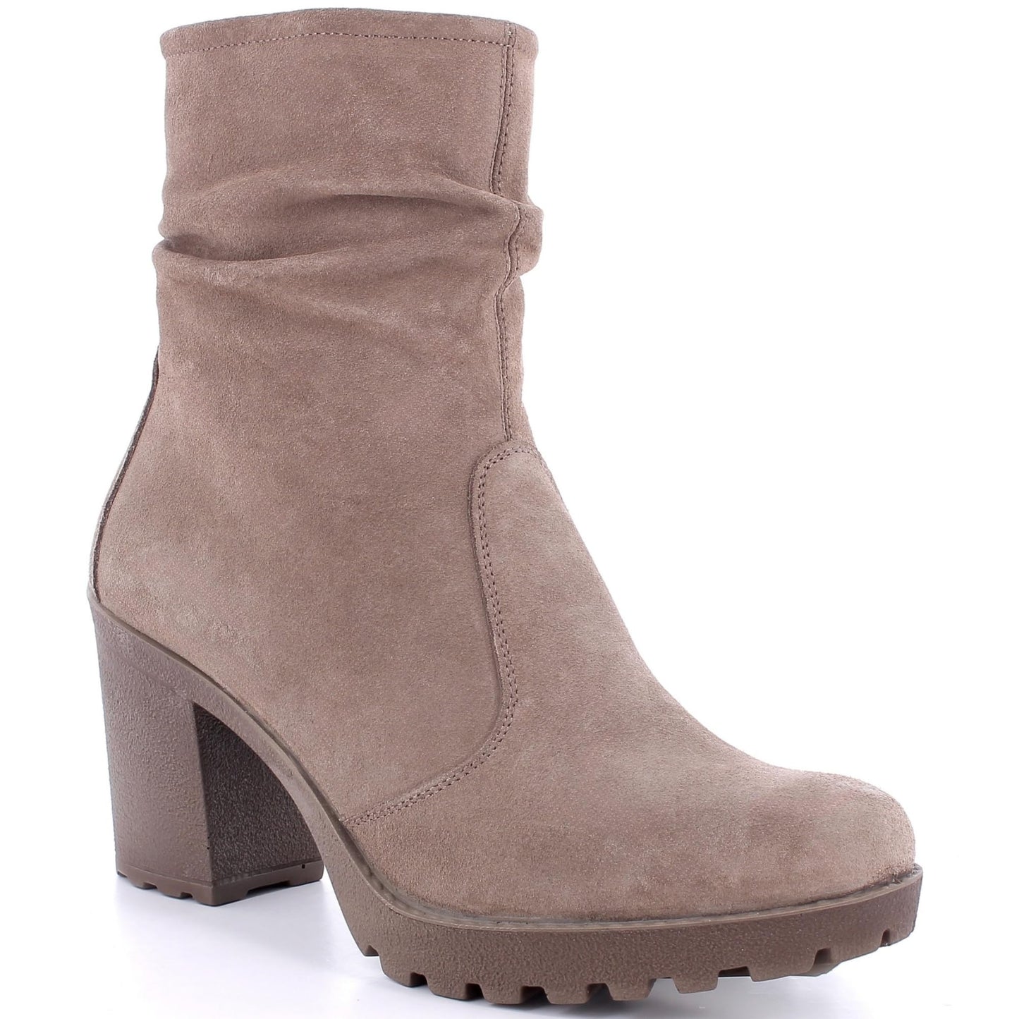 Suede Slouchy Ankle Boots with Block Heel Sole