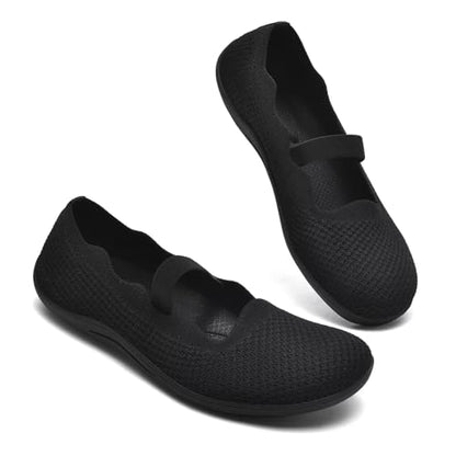 Wide Toe Knit Mary Jane Flats