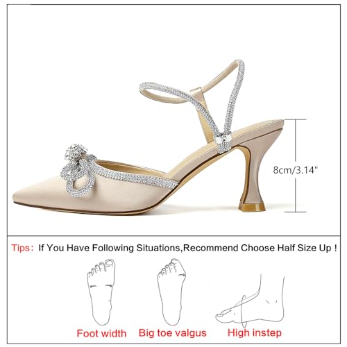Rhinestone Slingback Kitten Heel Bow Pumps