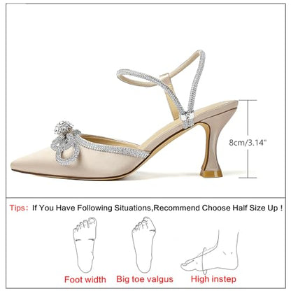 Rhinestone Slingback Kitten Heel Bow Pumps