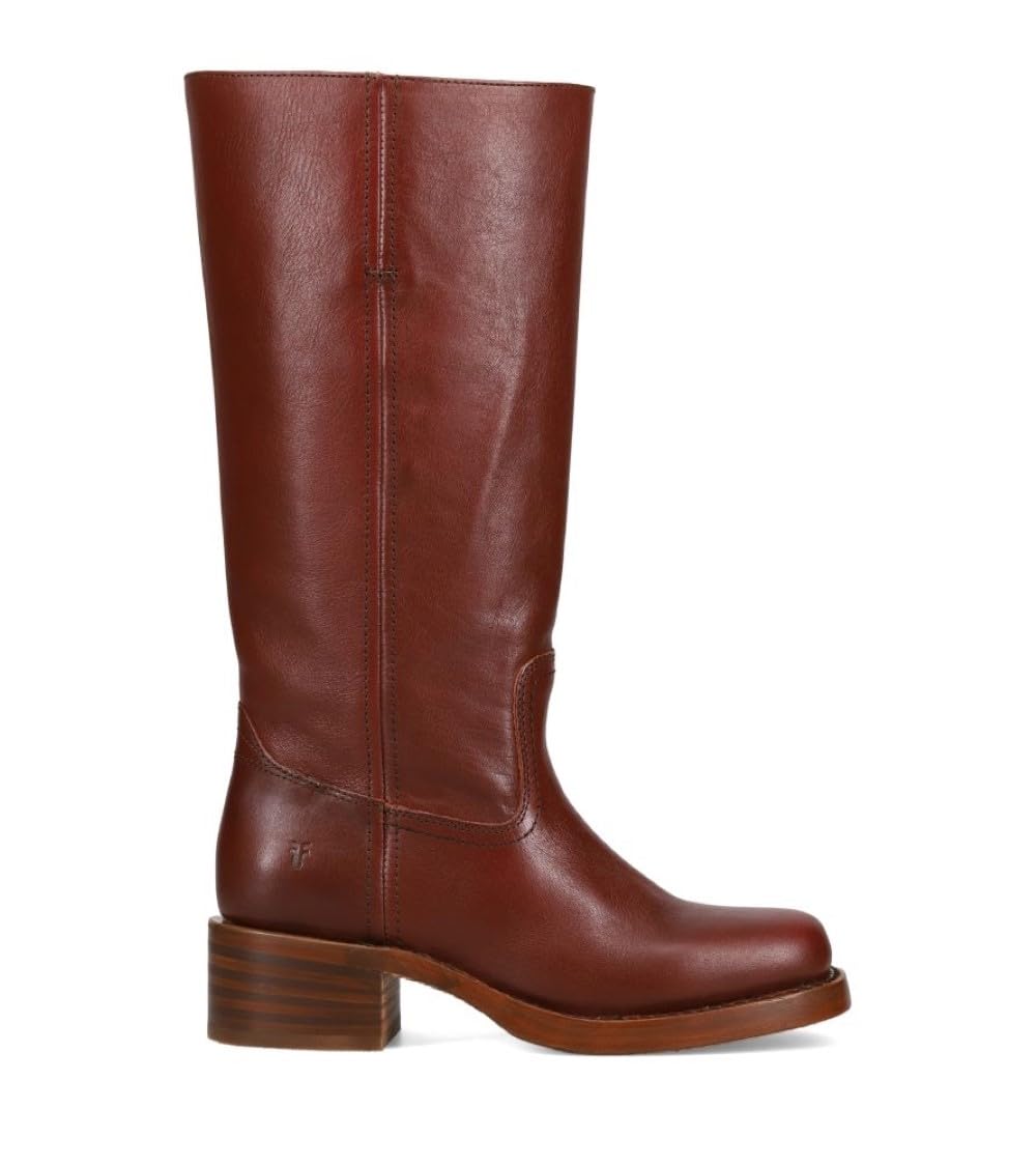 Waterproof Tall Leather Boots with Chunky Heel