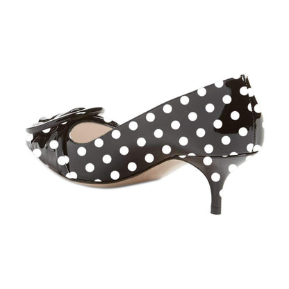 Pointed Toe Kitten Heel Pumps with Buckle Detail