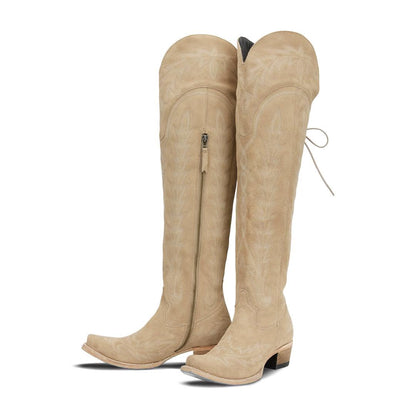 Over-the-Knee Cowboy Boots with Chunky Heel