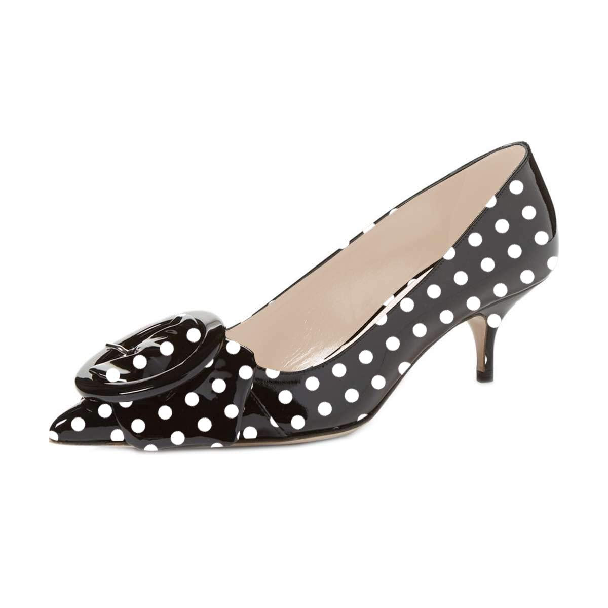 Pointed Toe Kitten Heel Pumps with Buckle Detail