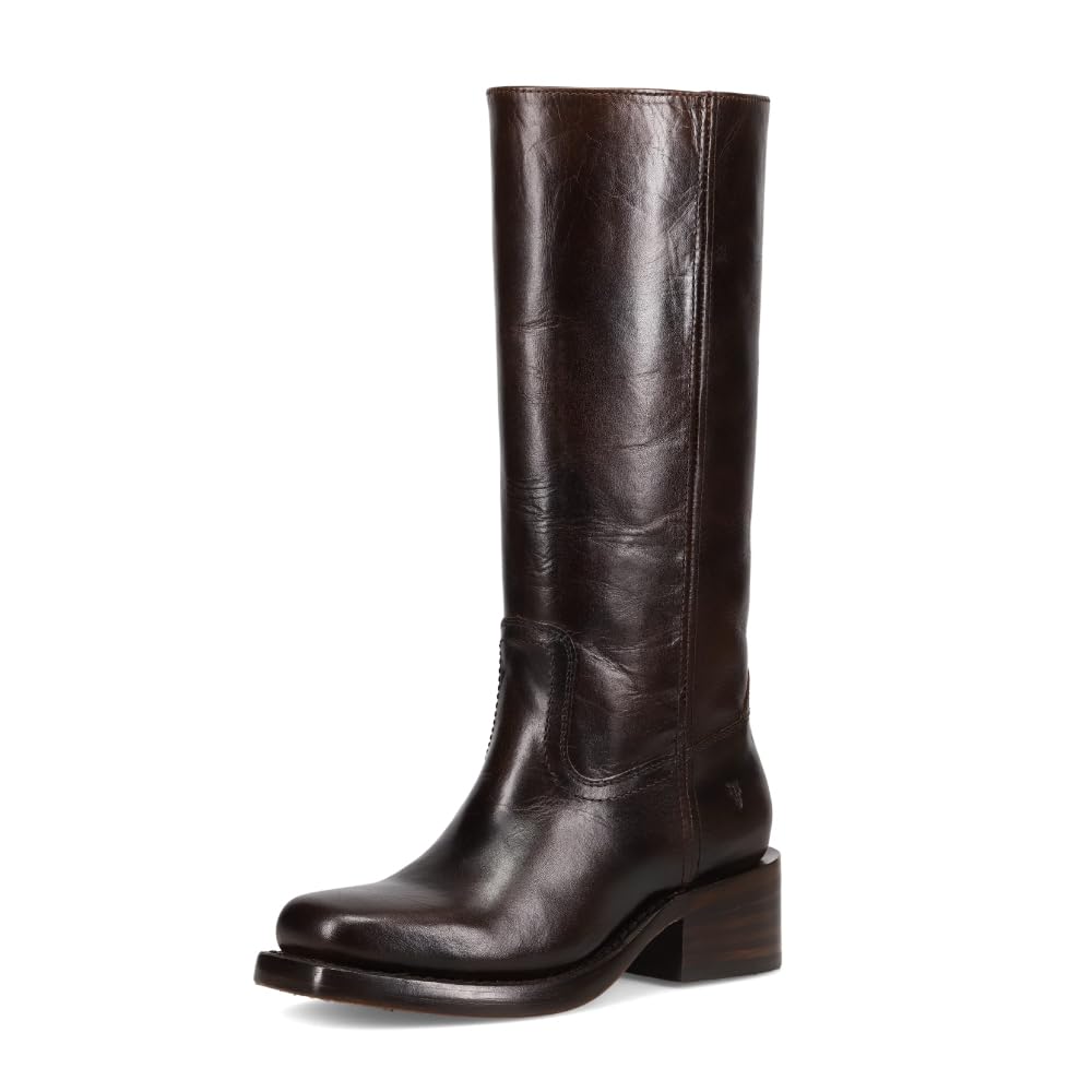 Waterproof Tall Leather Boots with Chunky Heel