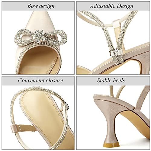 Rhinestone Slingback Kitten Heel Bow Pumps
