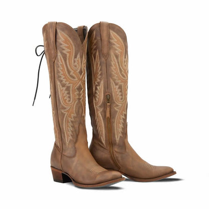 Over-the-Knee Cowboy Boots with Chunky Heel