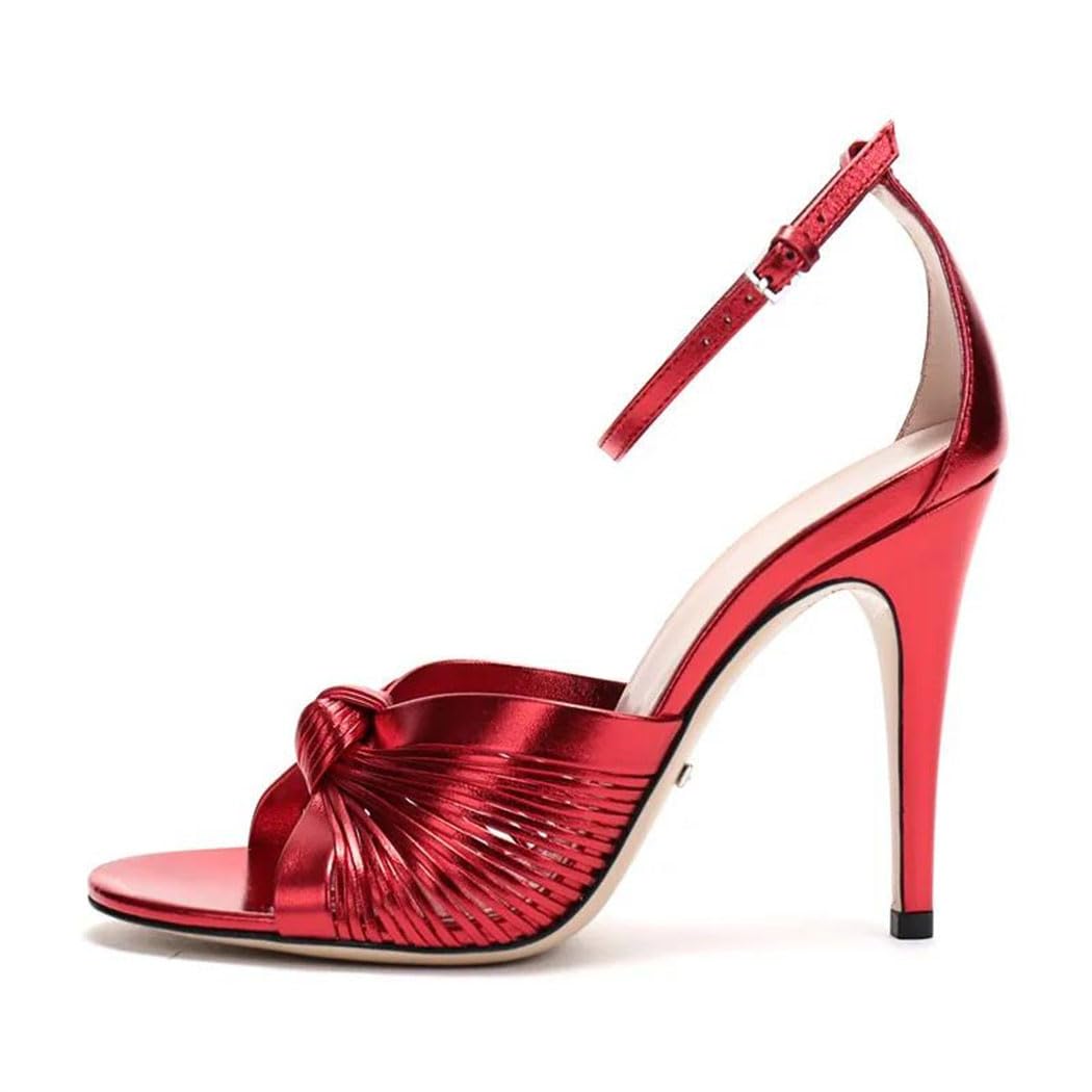 Ribbon Weave Buckle Strap Heel Sandals for Women