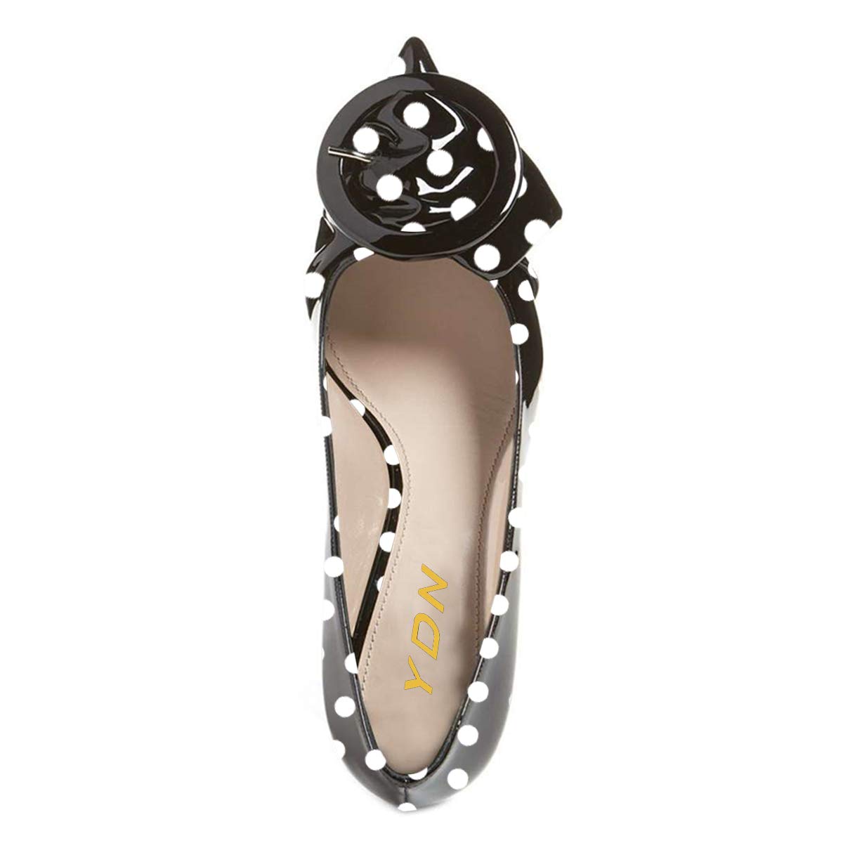 Pointed Toe Kitten Heel Pumps with Buckle Detail