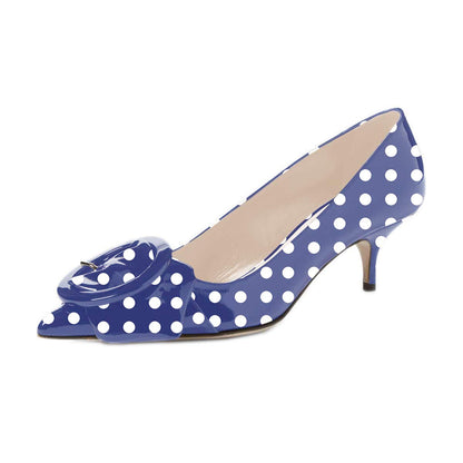 Pointed Toe Kitten Heel Pumps with Buckle Detail