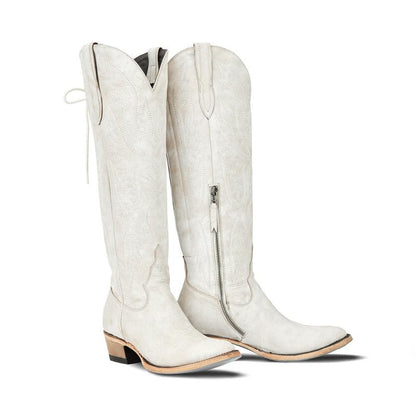Over-the-Knee Cowboy Boots with Chunky Heel