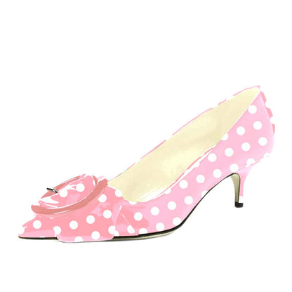 Pointed Toe Kitten Heel Pumps with Buckle Detail