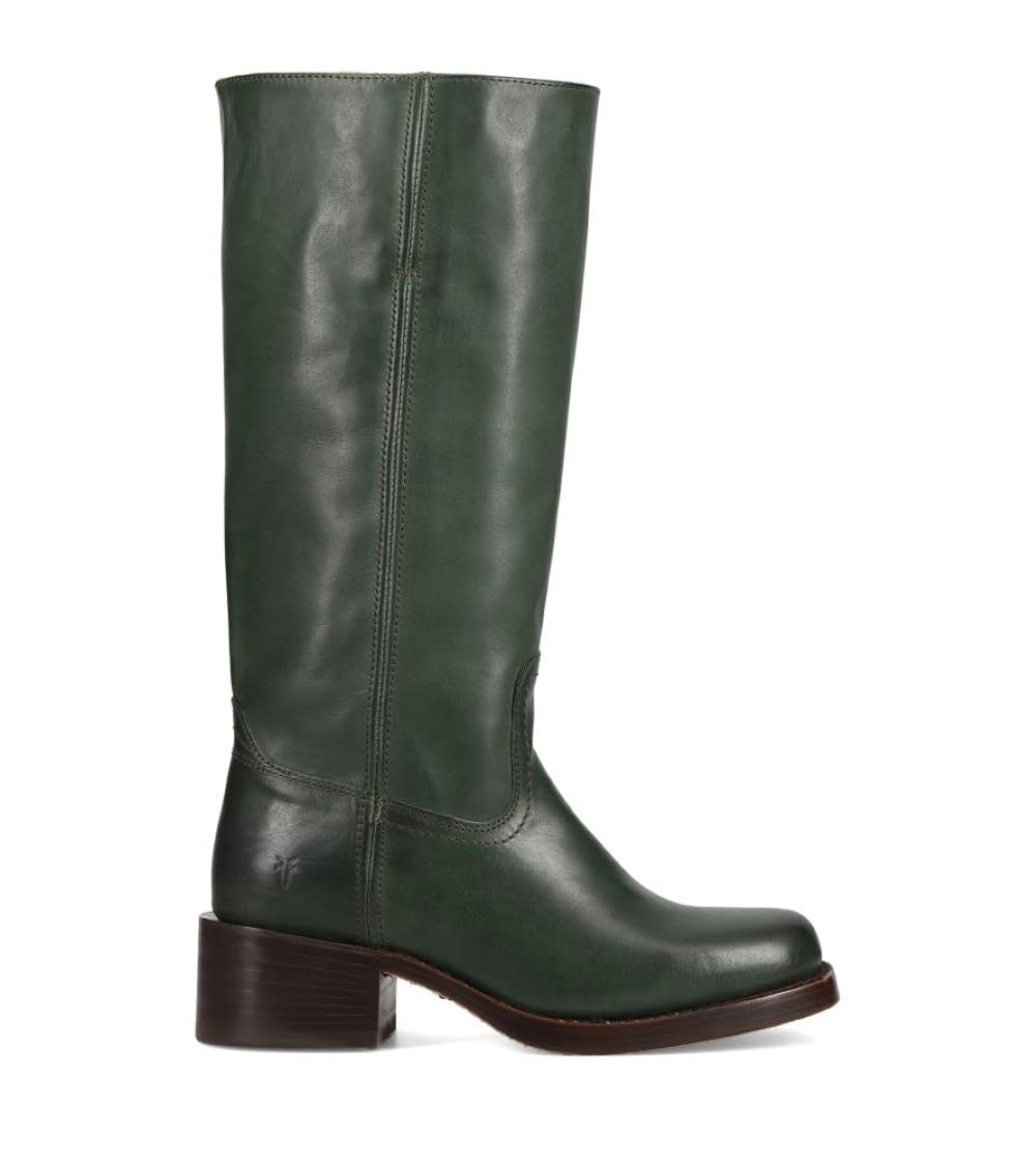 Waterproof Tall Leather Boots with Chunky Heel