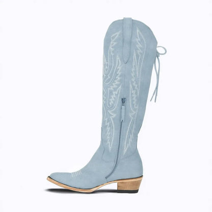 Over-the-Knee Cowboy Boots with Chunky Heel