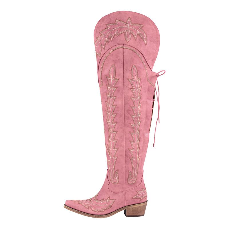 Over-the-Knee Cowboy Boots with Chunky Heel