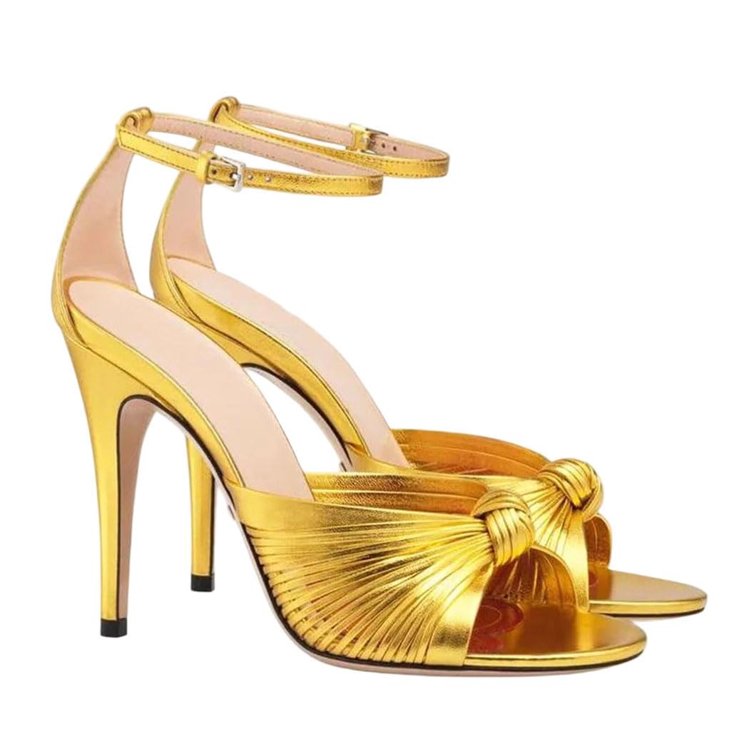Ribbon Weave Buckle Strap Heel Sandals for Women