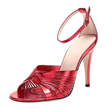 Ribbon Weave Buckle Strap Heel Sandals for Women