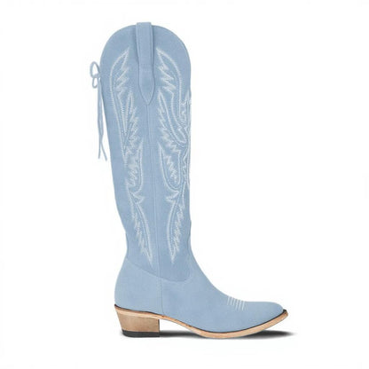 Over-the-Knee Cowboy Boots with Chunky Heel
