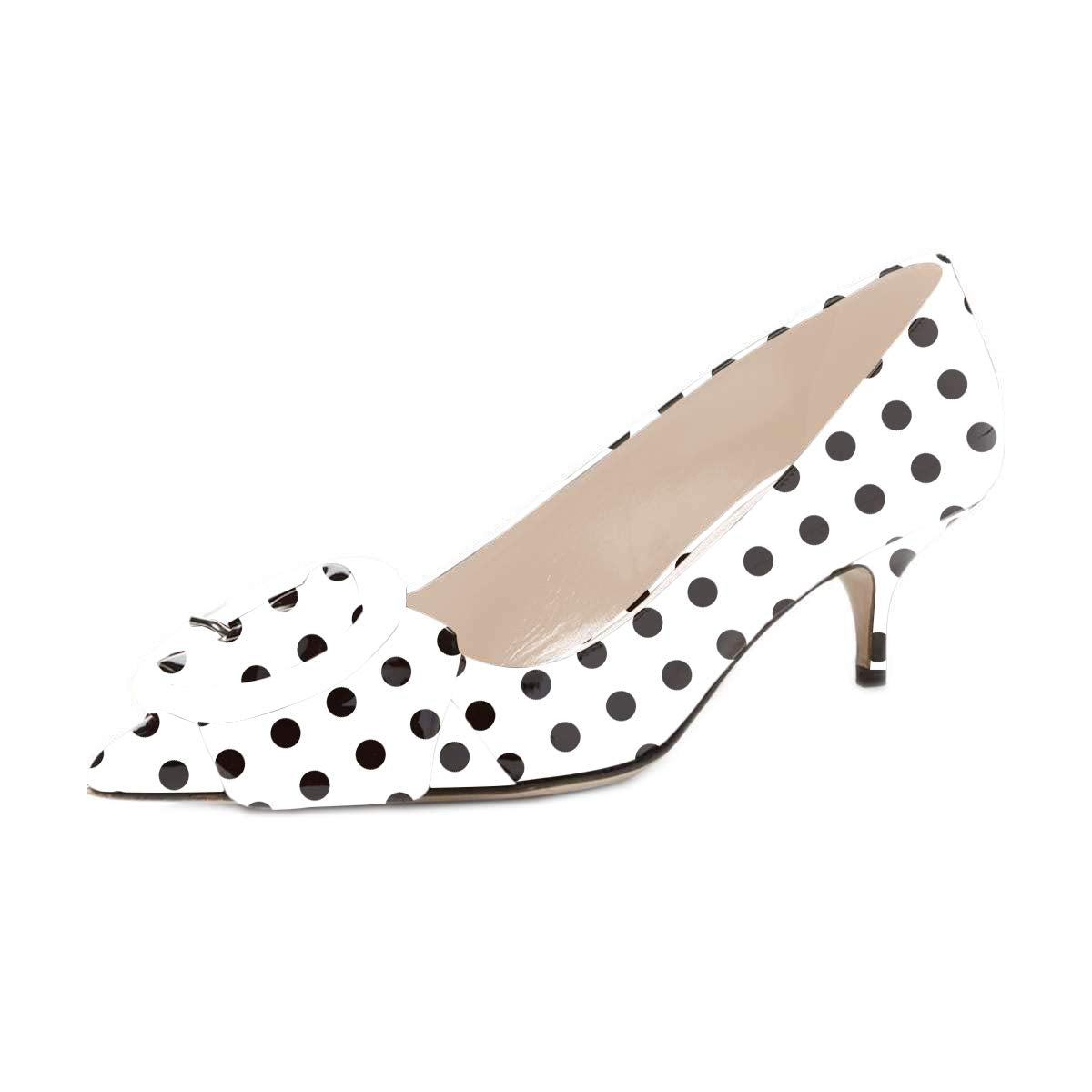 Pointed Toe Kitten Heel Pumps with Buckle Detail