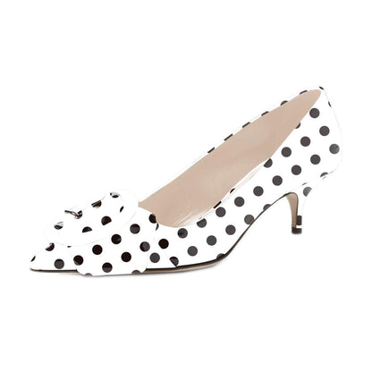 Pointed Toe Kitten Heel Pumps with Buckle Detail