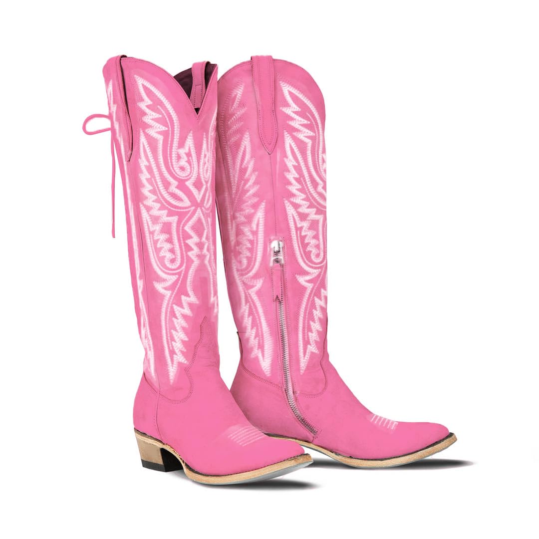 Over-the-Knee Cowboy Boots with Chunky Heel