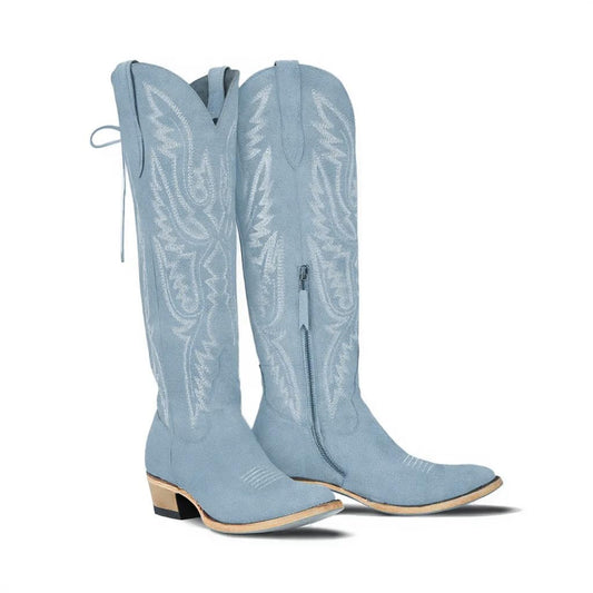Over-the-Knee Cowboy Boots with Chunky Heel
