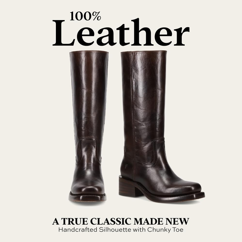 Waterproof Tall Leather Boots with Chunky Heel