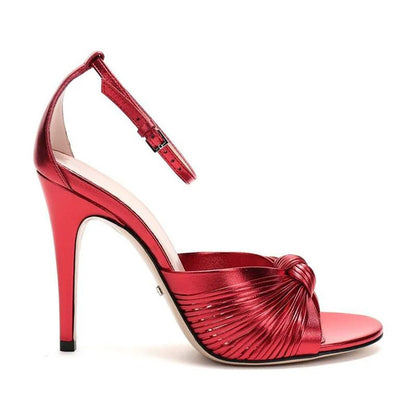 Ribbon Weave Buckle Strap Heel Sandals for Women
