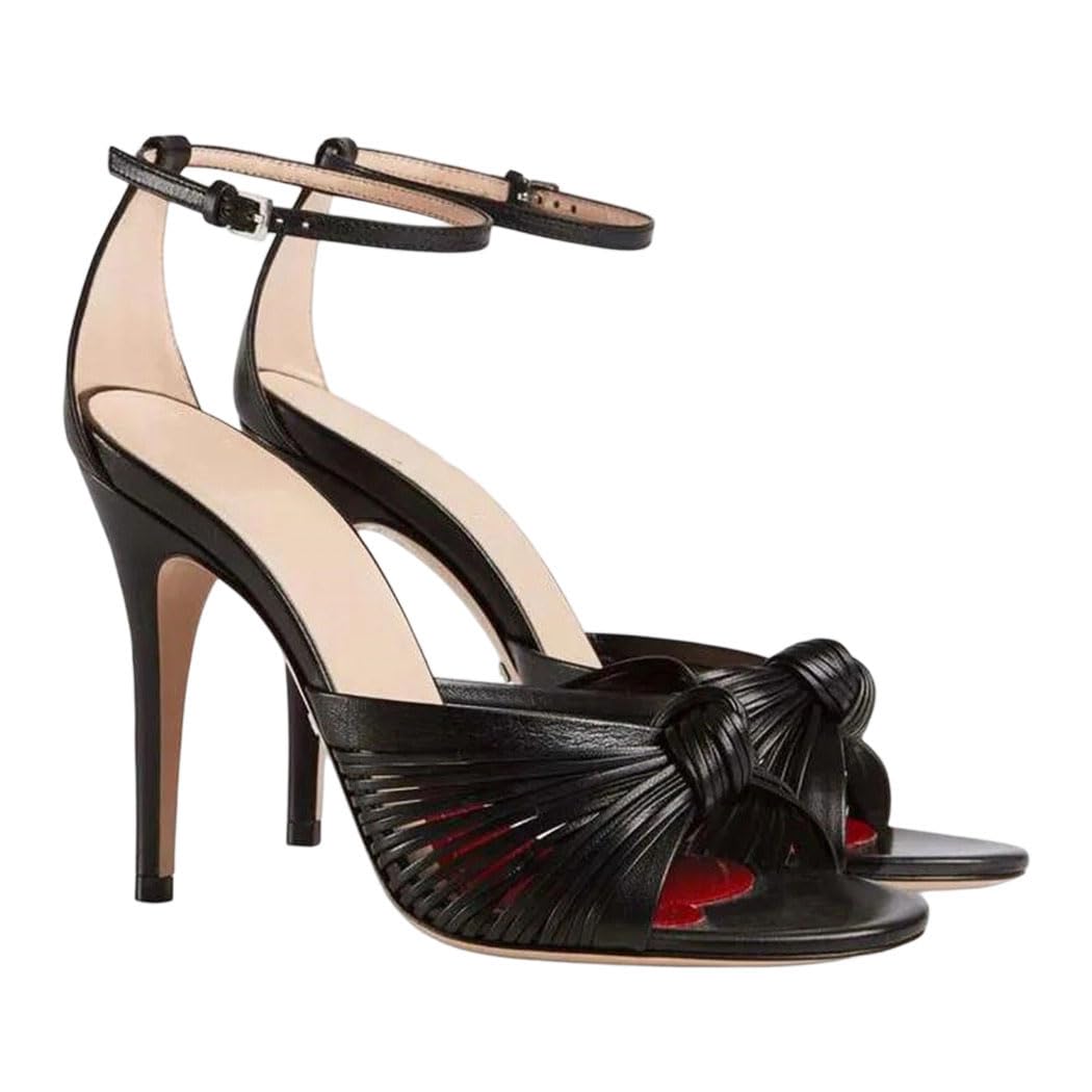 Ribbon Weave Buckle Strap Heel Sandals for Women