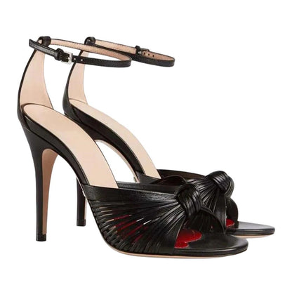 Ribbon Weave Buckle Strap Heel Sandals for Women