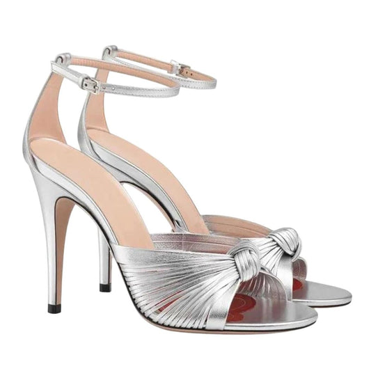 Ribbon Weave Buckle Strap Heel Sandals for Women