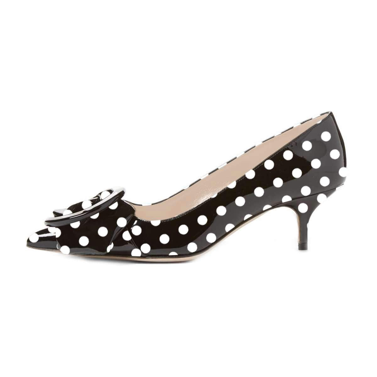 Pointed Toe Kitten Heel Pumps with Buckle Detail