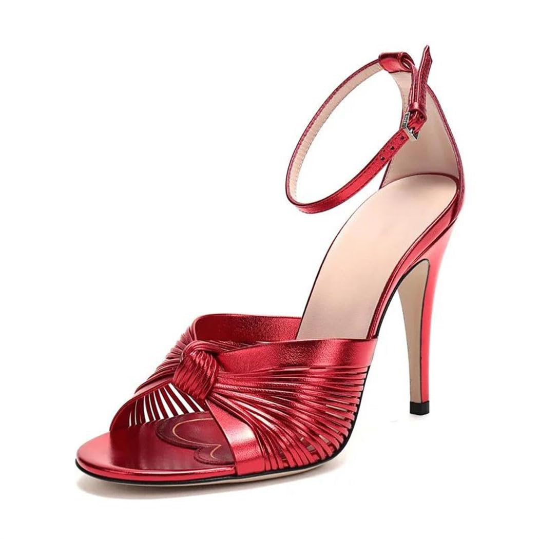 Ribbon Weave Buckle Strap Heel Sandals for Women