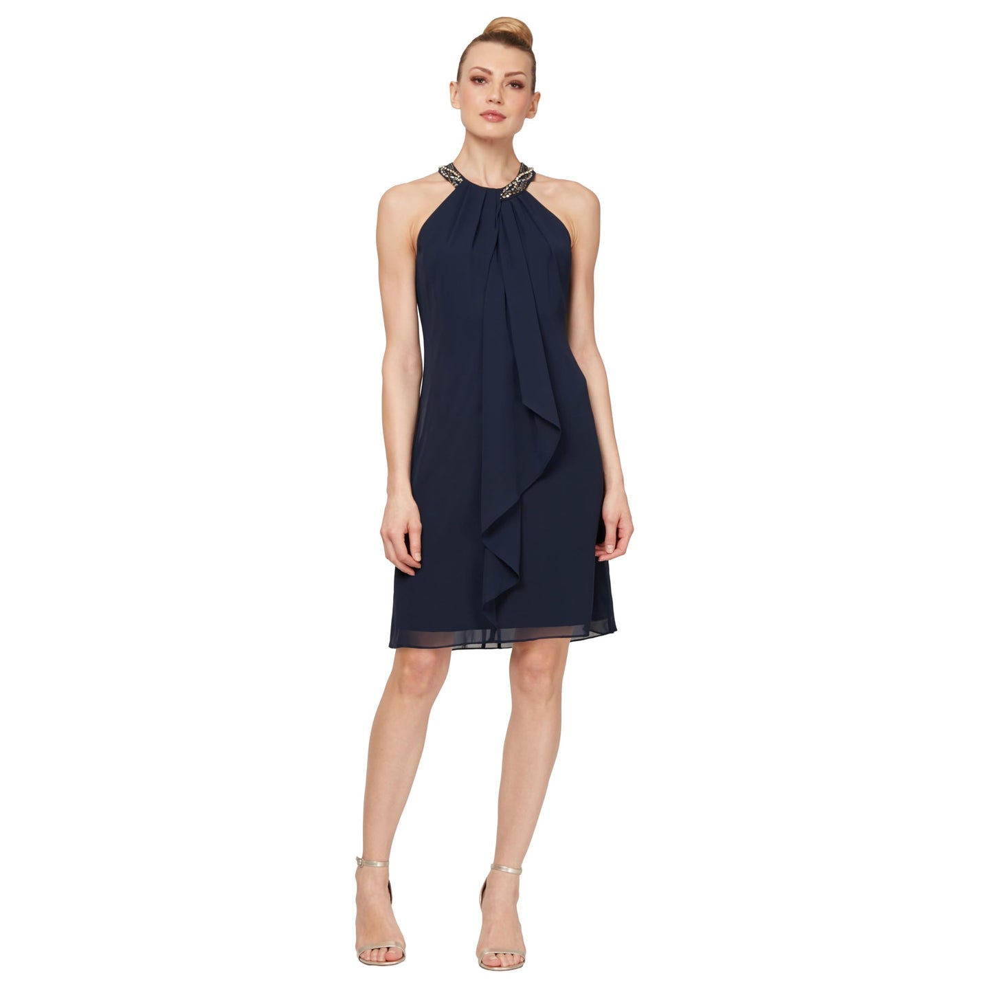 Jewel Halter Sheath Dress for Evening Occasions