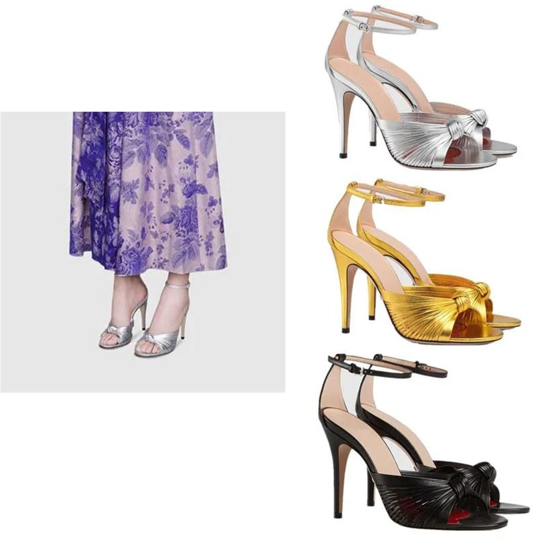 Ribbon Weave Buckle Strap Heel Sandals for Women