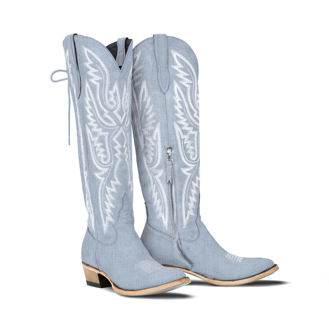 Over-the-Knee Cowboy Boots with Chunky Heel