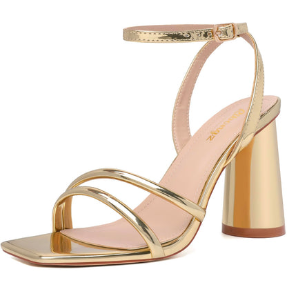 Minimal Strappy Block Heel Sandals for Women