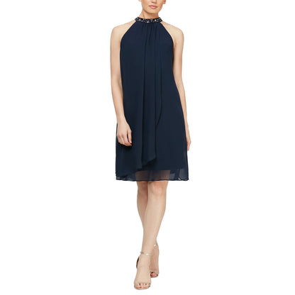Jewel Halter Sheath Dress for Evening Occasions