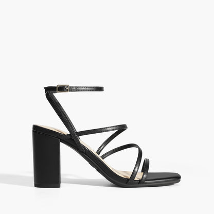 Chunky Strappy Square Toe Heel Sandals for Women
