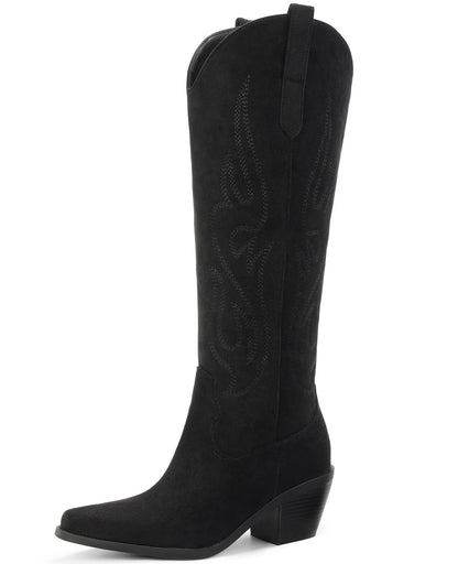 Knee High Cowboy Boots with Chunky Heel Style
