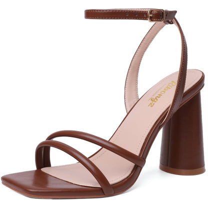 Minimal Strappy Block Heel Sandals for Women
