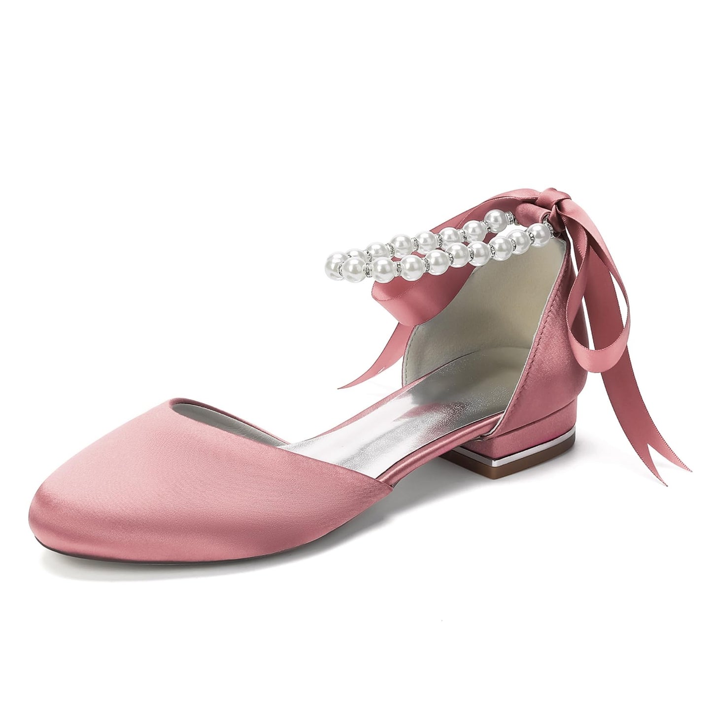 Pearl Strap Satin Bridal Flats