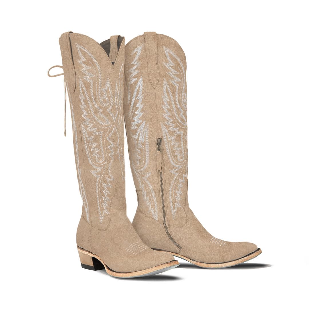 Over-the-Knee Cowboy Boots with Chunky Heel