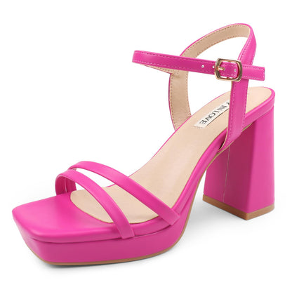 Platform Block Heel Sandals with Ankle Strap