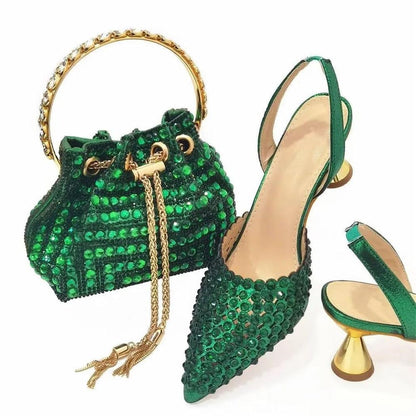 Classic Evening Heel Sandals and Matching Bag Set