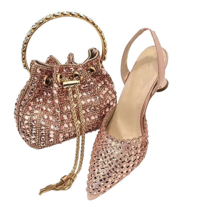 Classic Evening Heel Sandals and Matching Bag Set
