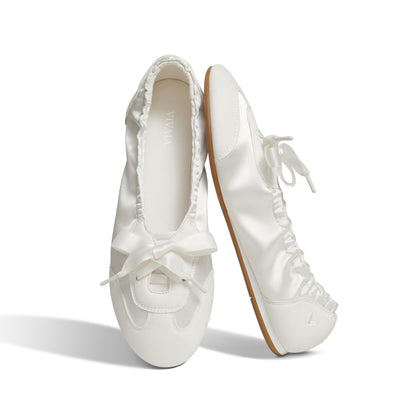 Satin Lace-Up Ballet Sneakers