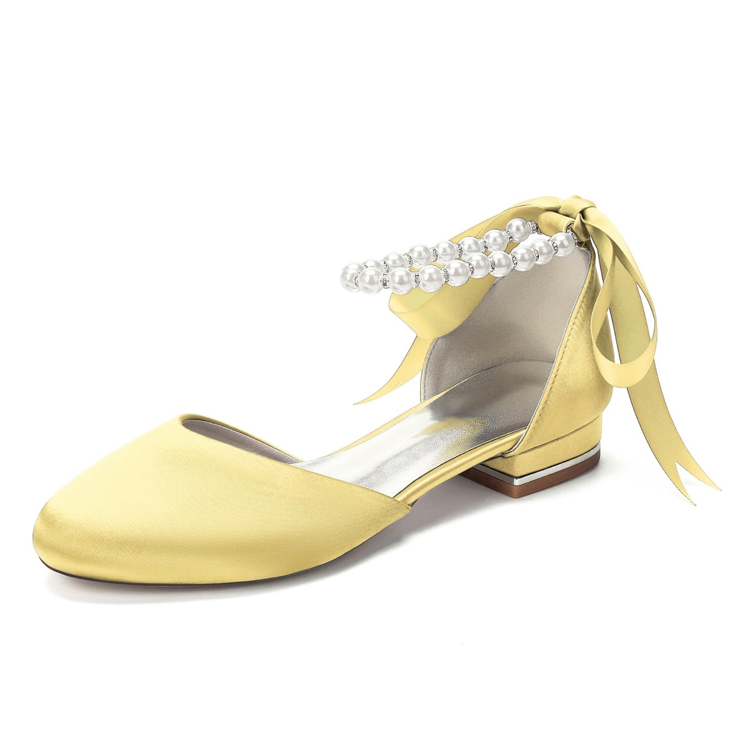 Pearl Strap Satin Bridal Flats